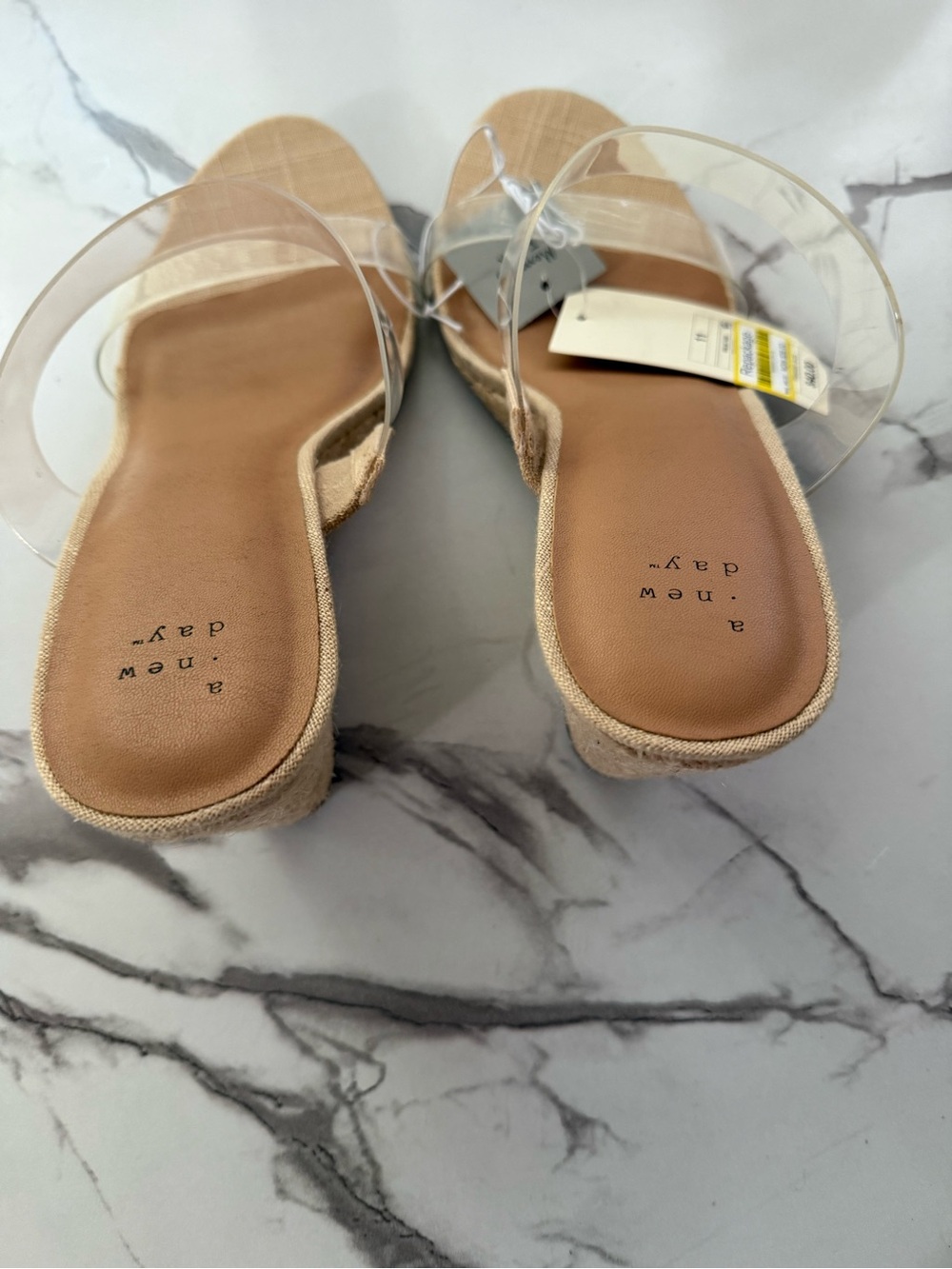 a new day Clear Strap Slide Sandals in Tan Footbed